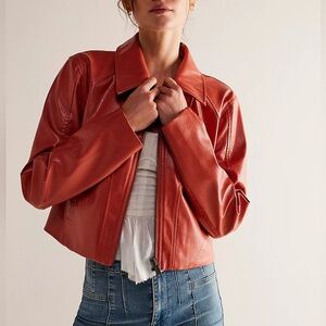 Free People we the free clarkie faux leather jacket